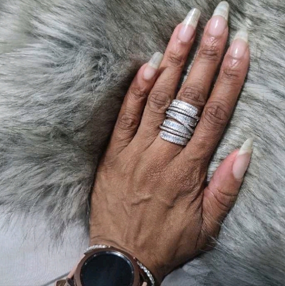 Beautiful 6.4 Carat Sapphire Sterling Silver Ring - Free Shipping - Picture 5 of 11